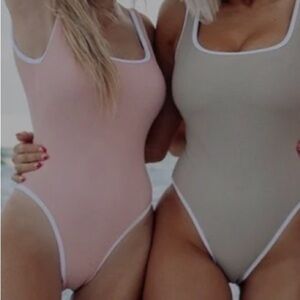 LainSnow Ribbed One Piece Bathing Suit